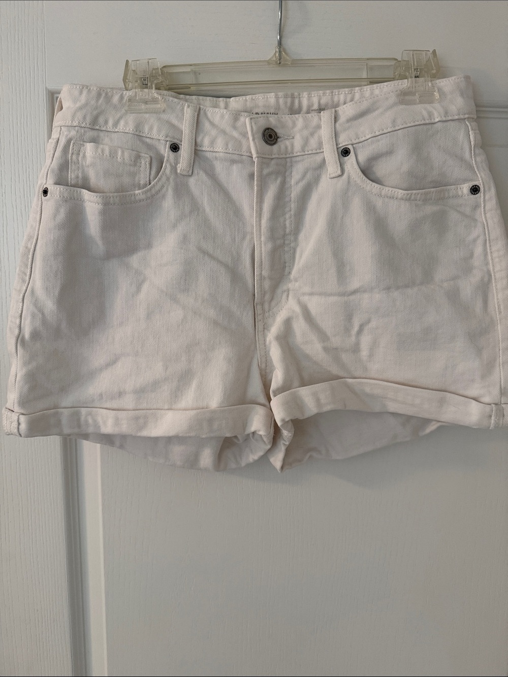 Old Navy Light Pink/Off-White Denim Jean Shorts